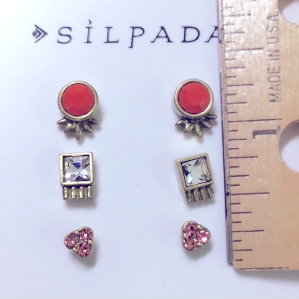 Silpada Color Riot Post Earrings Swarovski Crystal Brass NWT - Picture 6 of 10